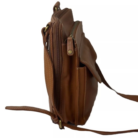 Fossil Brown crossbody bag leather Vintage Double Zip Flap Travel Purse Magnetic - Picture 2 of 15